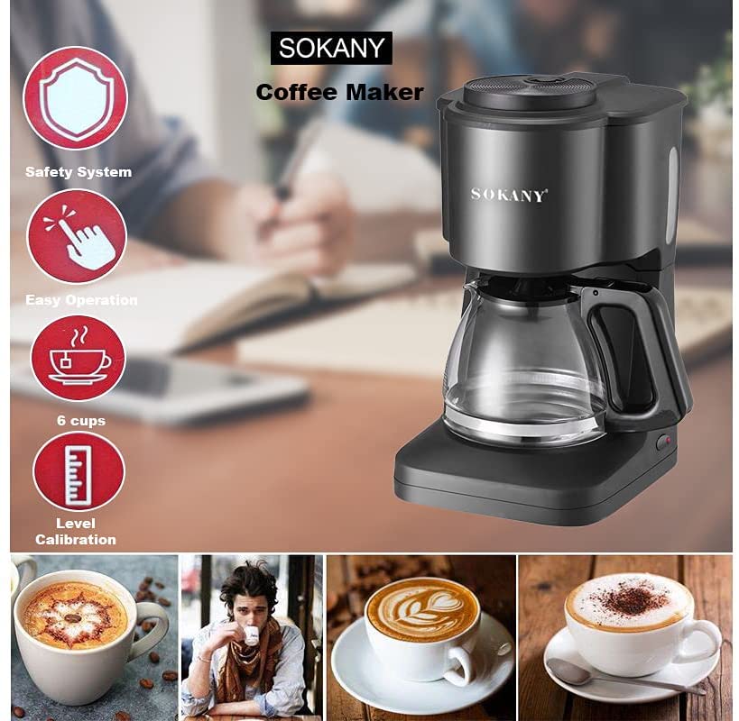 SOKANY Cafetera de goteo de 6 tazas, simplemente prepare una máquina de  café con filtro de goteo compacta, acceso frontal fácil de llenar, función  de mantenimiento automático y sistema inteligente antigoteo. - Trouver